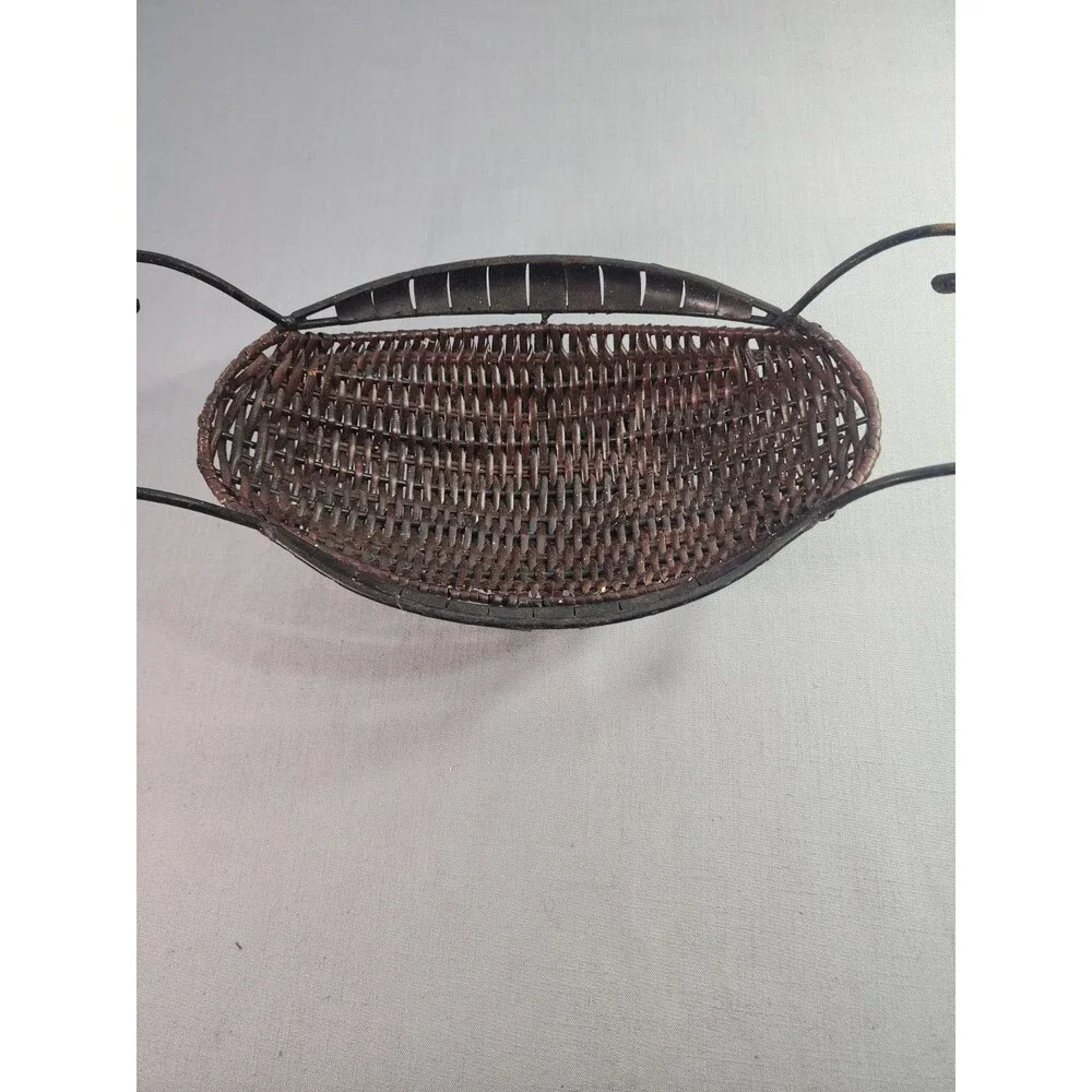 18”X 8” Oval Metal Wicker Basket Curled Feet and Handles